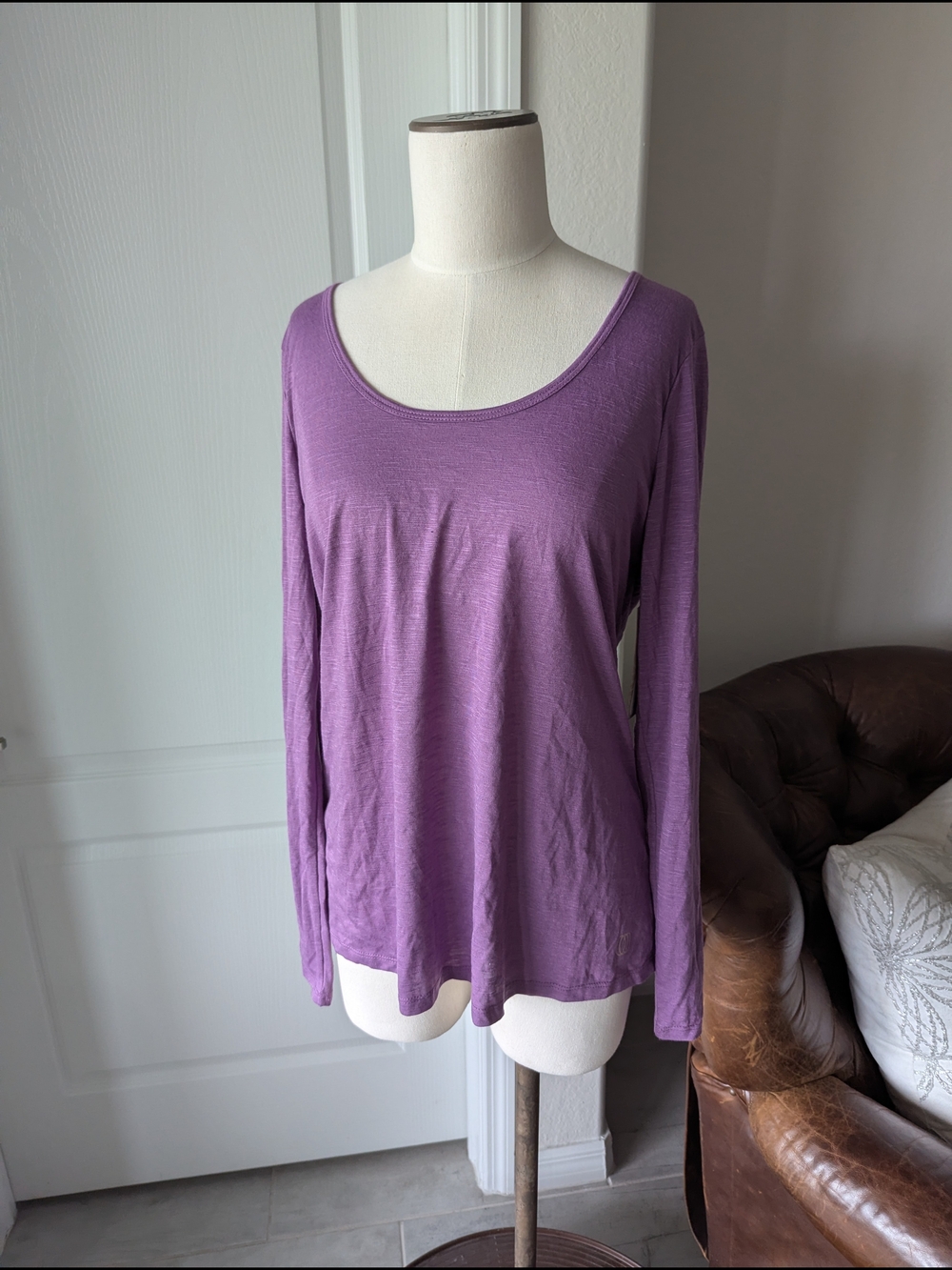 Balance Collection Scoop Neck Long Sleeve Top - Lavender